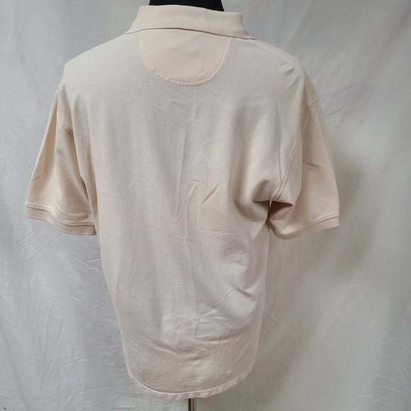 Izod Silk Wash Mens Large Ivory Short Sleeve 2 Button Pullover Logo Polo Shirt - Picture 6 of 12